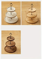 Rustic Wood 3-Tier Cake Stand, Round Wooden Serving Tray with Handle, Multipurpose Dessert Display, Elegant Tiered Cupcake Holder for Parties and Display - House Of Avana