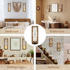 Rustic brown wood candle sconces, distressed carved wall decor - House of Avana