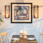 Rustic brown wood candle sconces, distressed carved wall decor - House of Avana