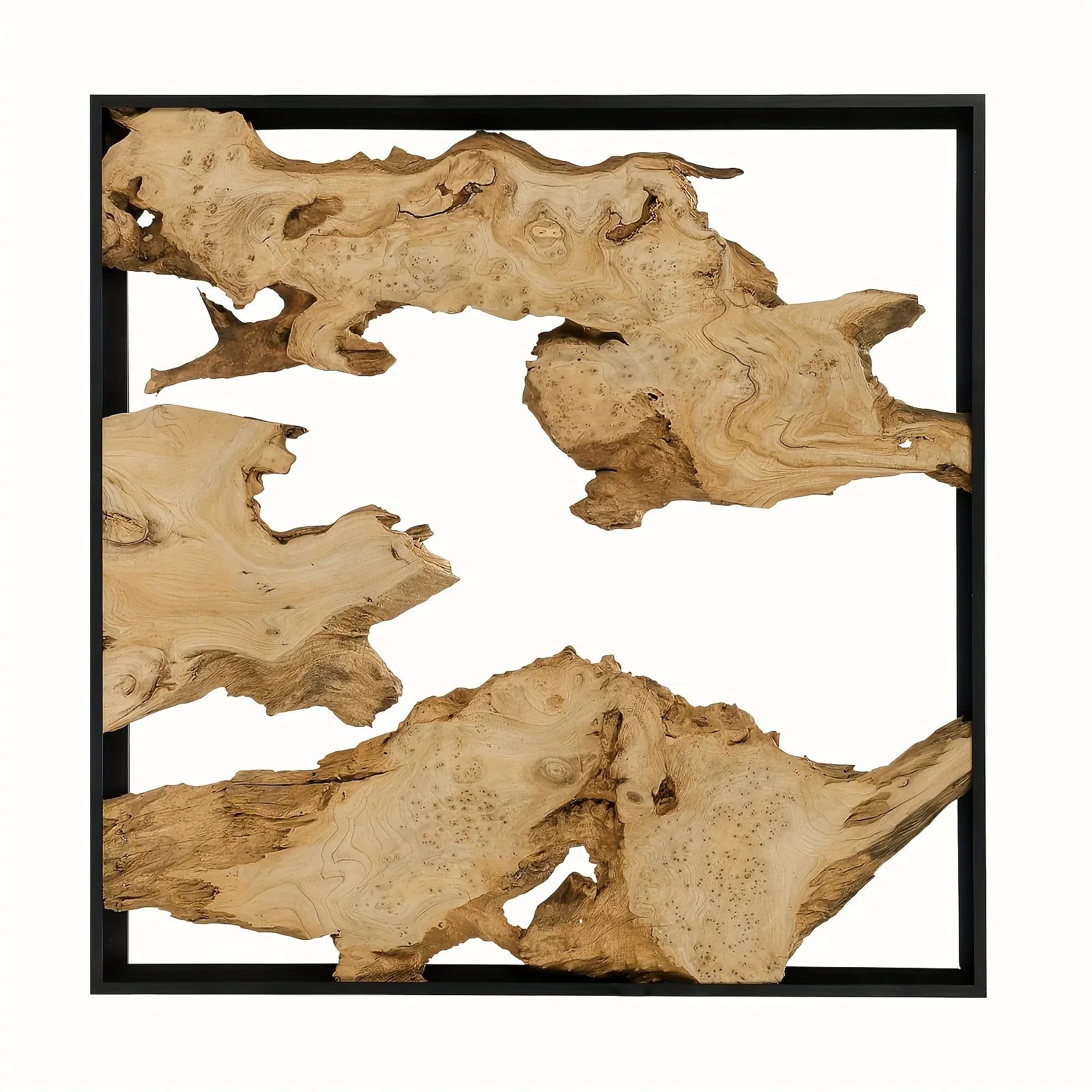 Rustic wooden wall art, natural wood tones, irregular shape - House of Avana