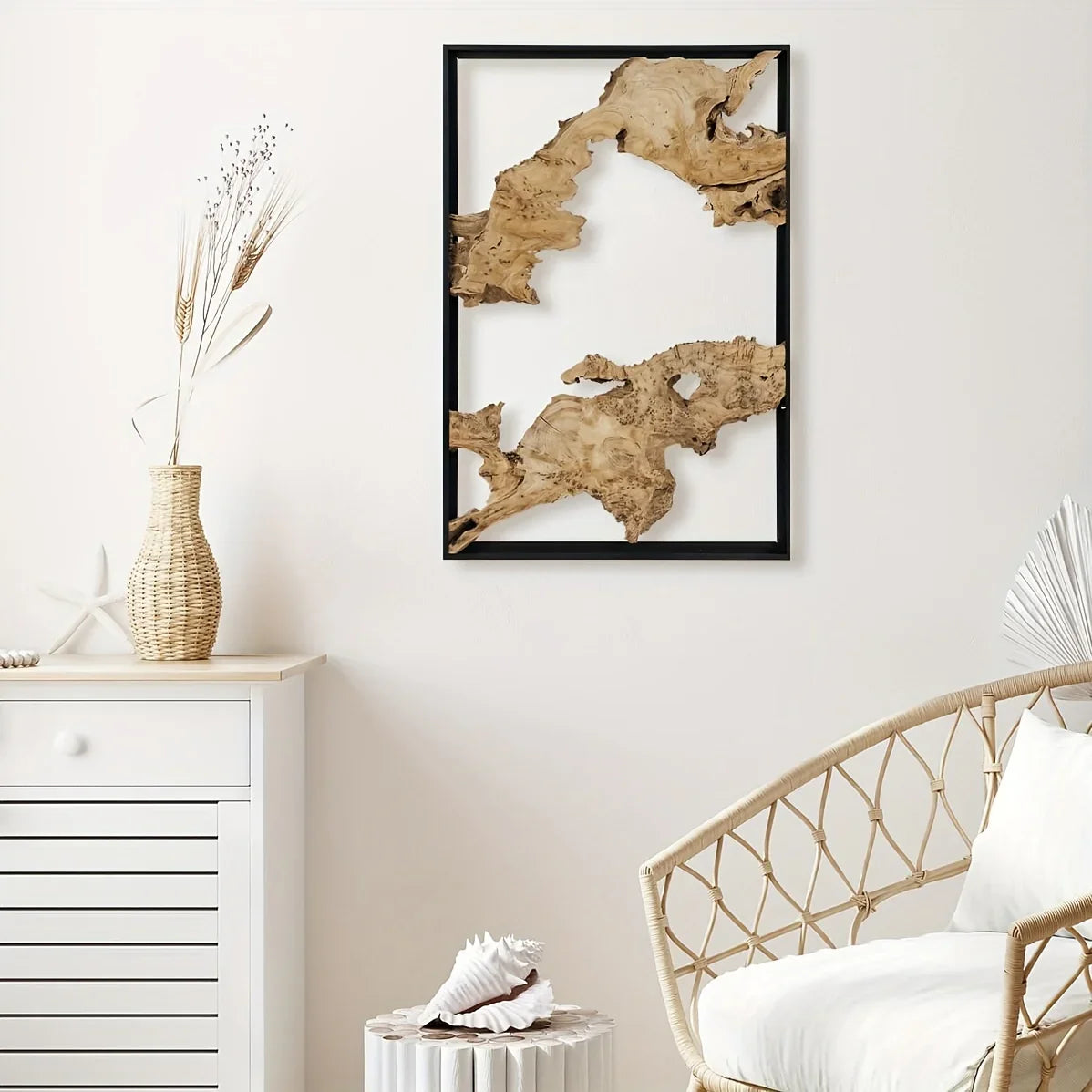 Rustic wooden wall art, natural wood tones, irregular shape - House of Avana