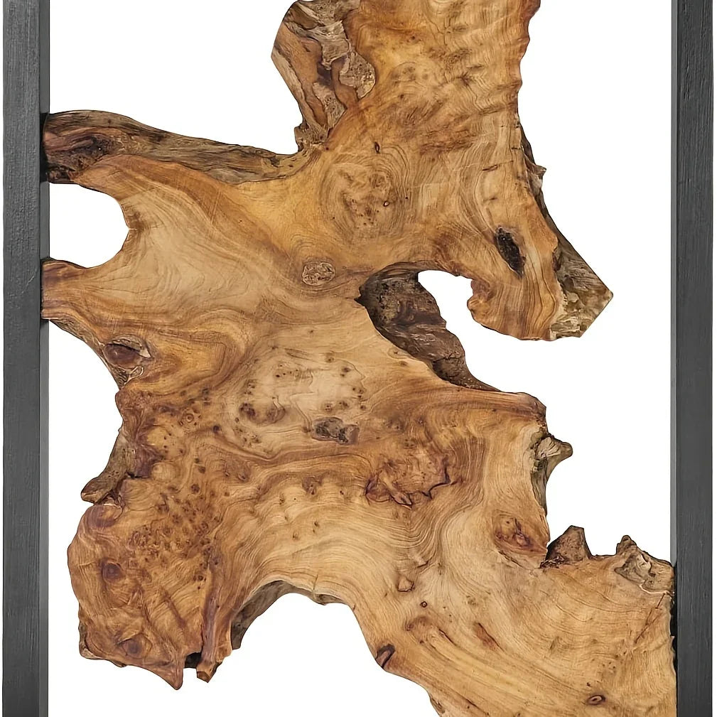 Dark brown hand-polished wood wall panel with tree ring patterns, rustic wood grain - House of Avana