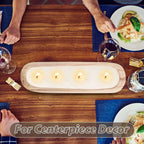 [Rustic Wooden Bowls] 4pcs Rustic Wooden Bowls - Natural Wood Table Centerpiece, 20" x 6" x 2", Classic Design with Visible Grain Patterns, Perfect for Living Room, Dining Room & Kitchen Decor, Home Decoration and Functional House Of Avana