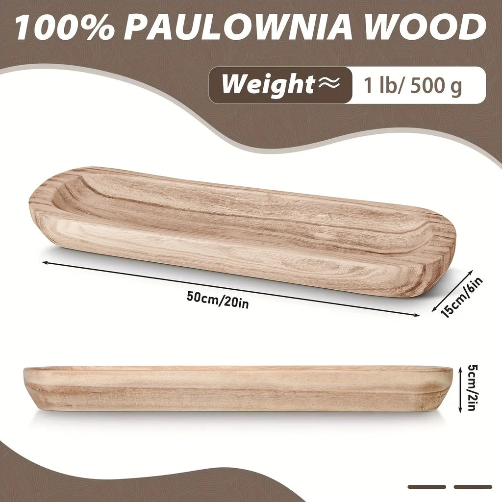 [Rustic Wooden Bowls] 4pcs Rustic Wooden Bowls - Natural Wood Table Centerpiece, 20" x 6" x 2", Classic Design with Visible Grain Patterns, Perfect for Living Room, Dining Room & Kitchen Decor, Home Decoration and Functional House Of Avana