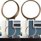 Ryandale Antique Brass Finish Round Metal Sculpture - Vintage Wall-Mounted or freestanding large centerpiecetable Decor, Rustic Luxe Plastic Geometric Sculptic Accent for Wedding & for, Mantel, Bookcase - Elegant Wedding & fo House Of Avana