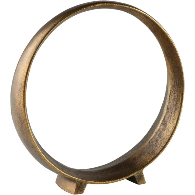 Ryandale Antique Brass Finish Round Metal Sculpture - Vintage Wall-Mounted or freestanding large centerpiecetable Decor, Rustic Luxe Plastic Geometric Sculptic Accent for Wedding & for, Mantel, Bookcase - Elegant Wedding & fo House Of Avana