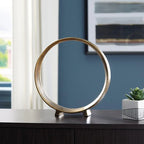 Ryandale Antique Brass Finish Round Metal Sculpture - Vintage Wall-Mounted or freestanding large centerpiecetable Decor, Rustic Luxe Plastic Geometric Sculptic Accent for Wedding & for, Mantel, Bookcase - Elegant Wedding & fo House Of Avana