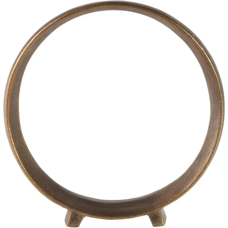 Ryandale Antique Brass Finish Round Metal Sculpture - Vintage Wall-Mounted or freestanding large centerpiecetable Decor, Rustic Luxe Plastic Geometric Sculptic Accent for Wedding & for, Mantel, Bookcase - Elegant Wedding & fo House Of Avana