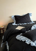Sadie Gingham Lace Ruffle Bedding Set / Green Ever Lasting