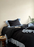 Sadie Gingham Lace Ruffle Bedding Set / Green Ever Lasting