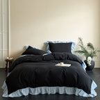 Sadie Gingham Lace Ruffle Bedding Set / Green Ever Lasting