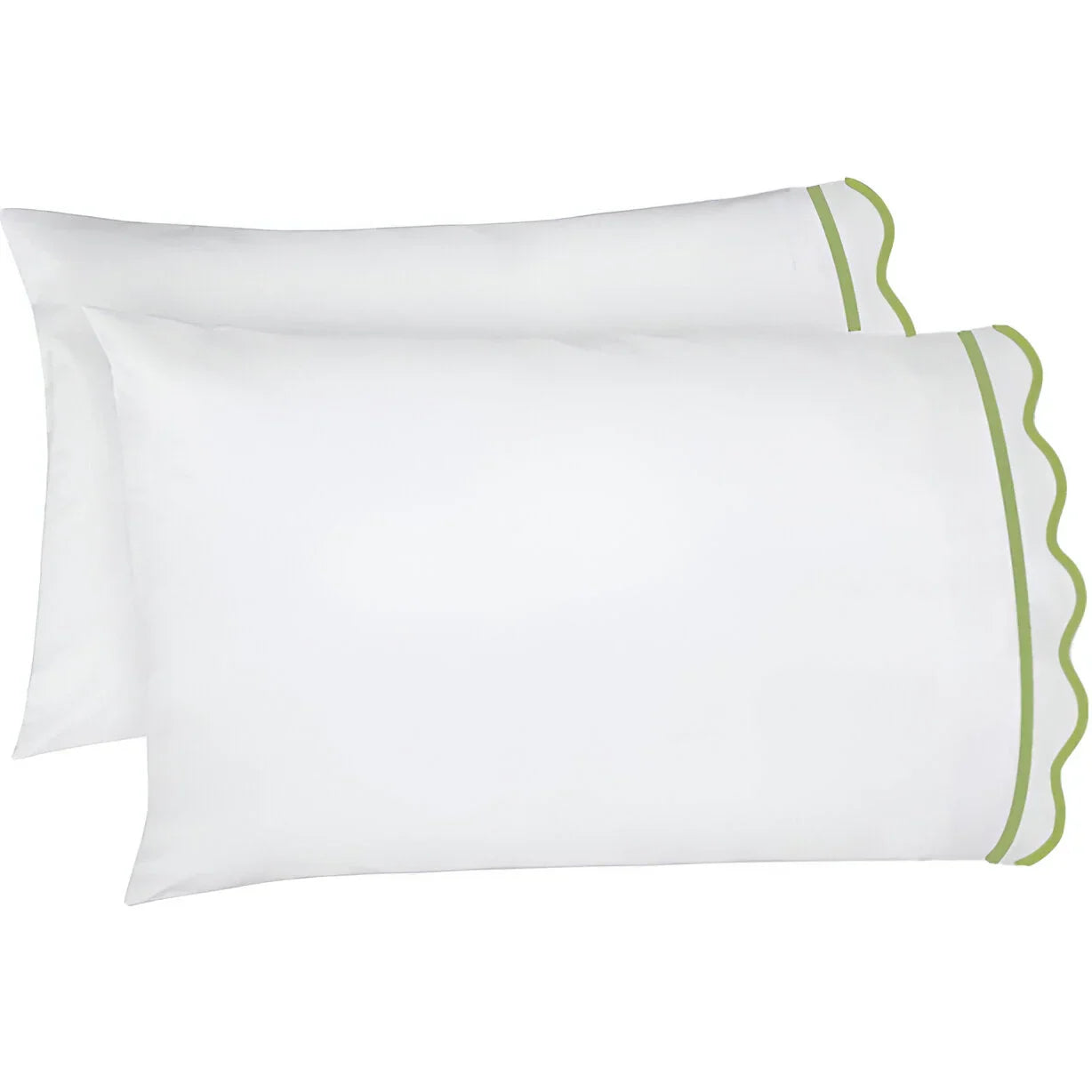 400TC Cotton Scallop Embroidery & Border Sateen Solid Pillowcases (Set Of 2) PushpLinen