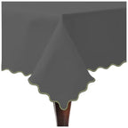 Scallop Embroidery Sateen Cotton Solid Table Cloth - Dark Grey PushpLinen