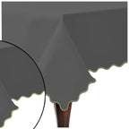 Scallop Embroidery Sateen Cotton Solid Table Cloth - Dark Grey PushpLinen