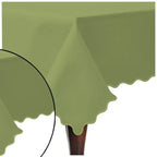 Scallop Embroidery Sateen Cotton Solid Table Cloth - Sage PushpLinen
