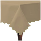 Scallop Embroidery Sateen Cotton Solid Table Cloth - Taupe PushpLinen