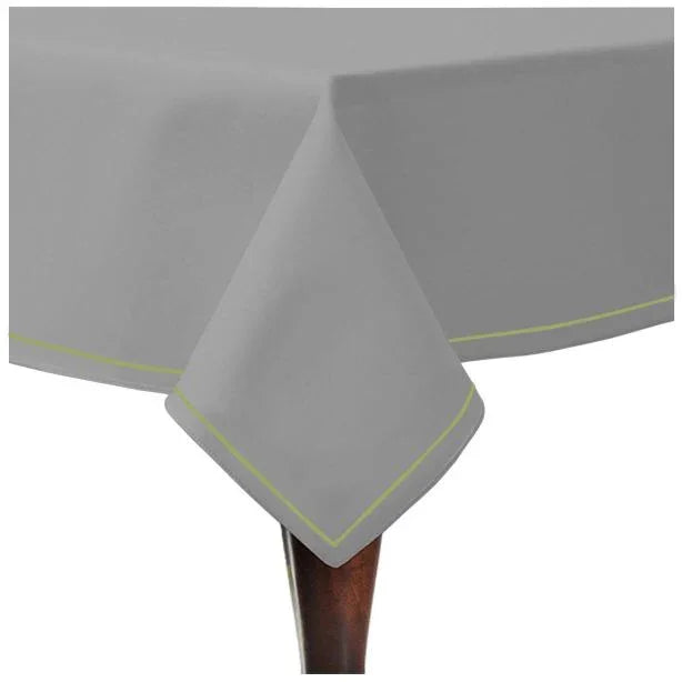 Single Embroidery Border Sateen Cotton Solid Table Cloth - Light Grey PushpLinen