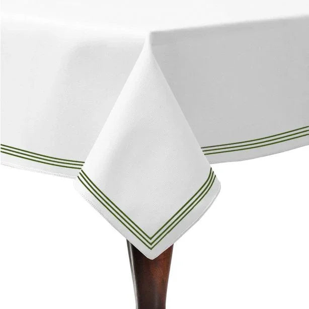Triple Embroidery Border Sateen Cotton Solid Table Cloth PushpLinen