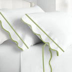 400TC Cotton Scallop Embroidery & Border Sateen Solid Pillowcases (Set Of 2) PushpLinen