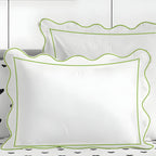 400TC Cotton Scallop Embroidery & Border Sateen Solid Duvet Cover Set PushpLinen