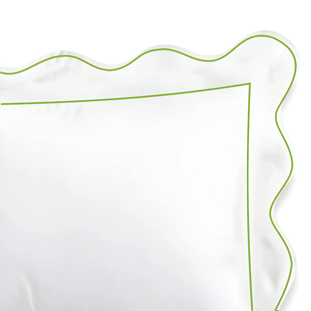 400TC Cotton Scallop Embroidery & Border Sateen Solid Duvet Cover Set PushpLinen