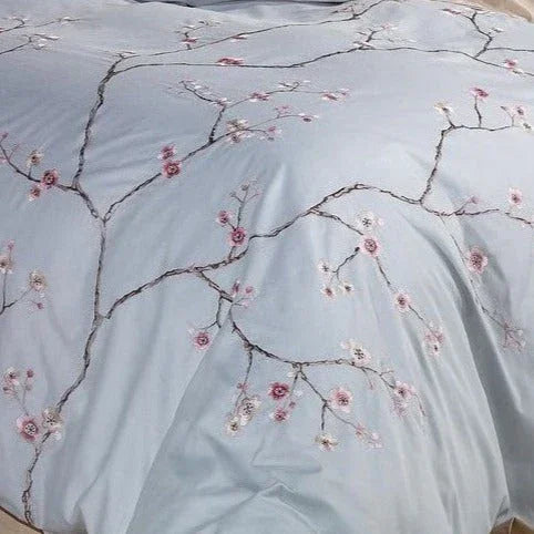 Sakura 100% Cotton Embroidered Duvet Cover Set Mélange Home