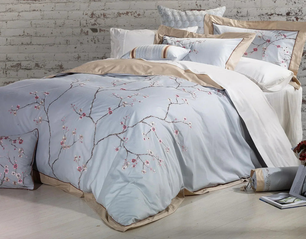 Sakura 100% Cotton Embroidered Duvet Cover Set Mélange Home