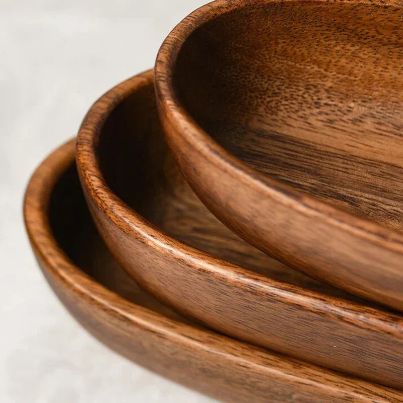 Japanese Style Solid Wood Tray Boat-shaped Walnut Wood Salad Bowl Dessert Snacks Fruit Sushi Plates Hotel Restaurant Kitchen - House Of Avana