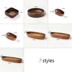 Japanese Style Solid Wood Tray Boat-shaped Walnut Wood Salad Bowl Dessert Snacks Fruit Sushi Plates Hotel Restaurant Kitchen - House Of Avana [[SKU:HOA-SRV-400]]
