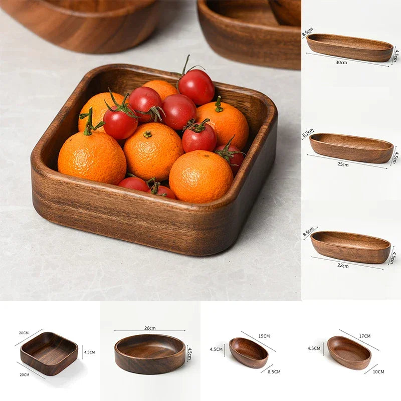 Japanese Style Solid Wood Tray Boat-shaped Walnut Wood Salad Bowl Dessert Snacks Fruit Sushi Plates Hotel Restaurant Kitchen - House Of Avana [[SKU:HOA-SRV-400]]