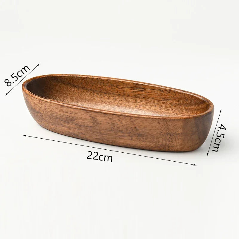 Japanese Style Solid Wood Tray Boat-shaped Walnut Wood Salad Bowl Dessert Snacks Fruit Sushi Plates Hotel Restaurant Kitchen - House Of Avana