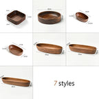 Japanese Style Solid Wood Tray Boat-shaped Walnut Wood Salad Bowl Dessert Snacks Fruit Sushi Plates Hotel Restaurant Kitchen - House Of Avana