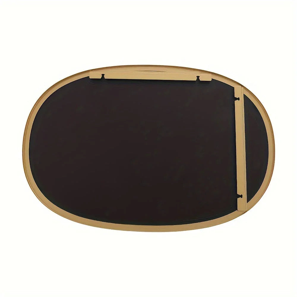 Oval Bathroom Mirror, Ordinary Silvery Mirror + Iron Art + Sand Black, 4.0 Silvery Mirror Edge Grinding + Black High Quality Film on the Back, Transparent Protective Film on the Front, Iron Art Sandblasted Black on the Border House Of Avana