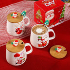 Creative Santa Claus Ceramic Mug with Lid Spoon Christmas Gift House Of Avana