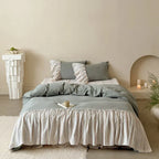 Savannah Lace Ruffle Double Gauze Bedding Set / Gray Ever Lasting