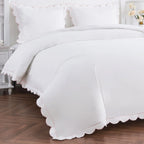 Scallop Frame Embroidered Cotton Percale Duvet Set Mélange Home