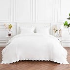 Scallop Frame Embroidered Cotton Percale Duvet Set Mélange Home
