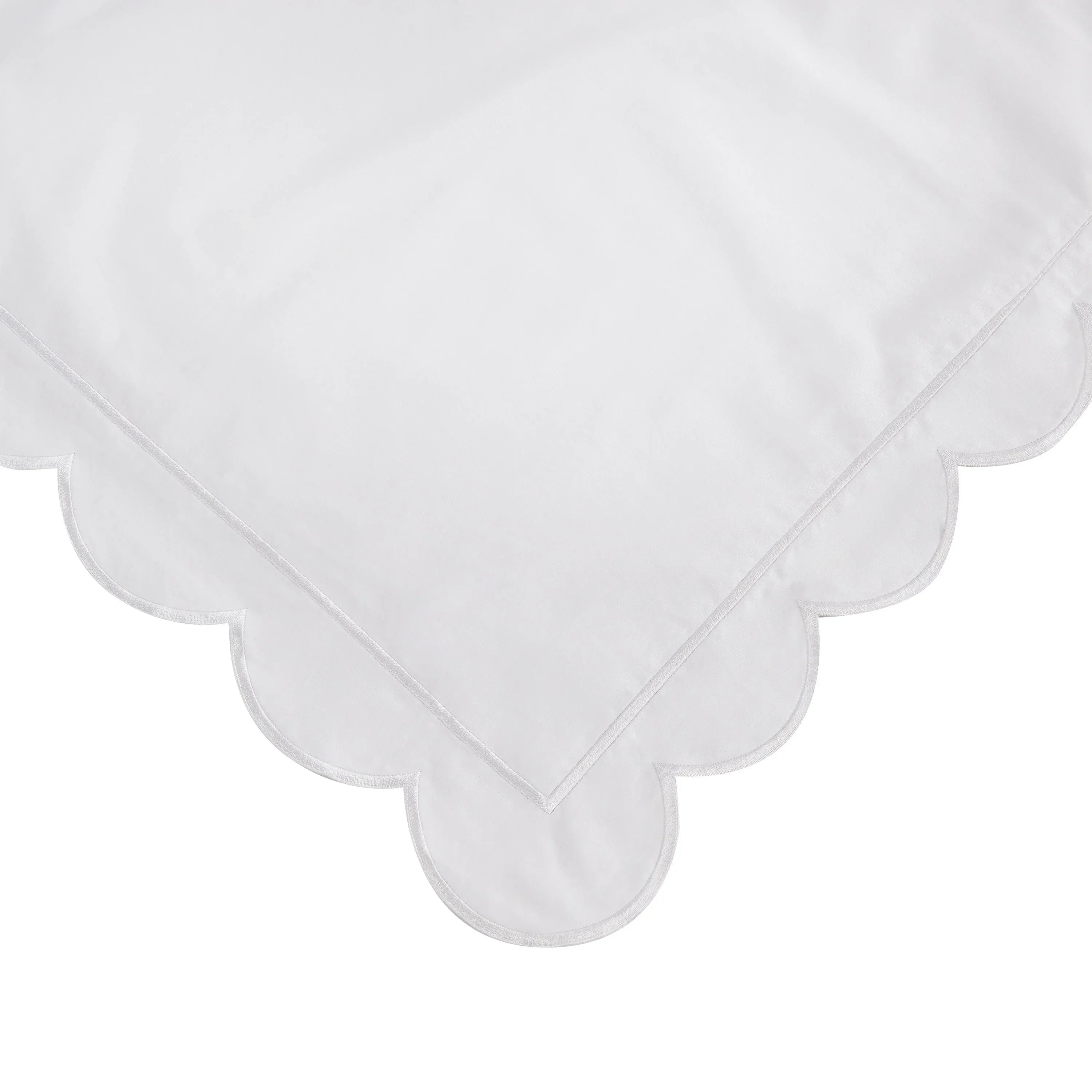 Scallop Frame Embroidered Cotton Percale Duvet Set Mélange Home