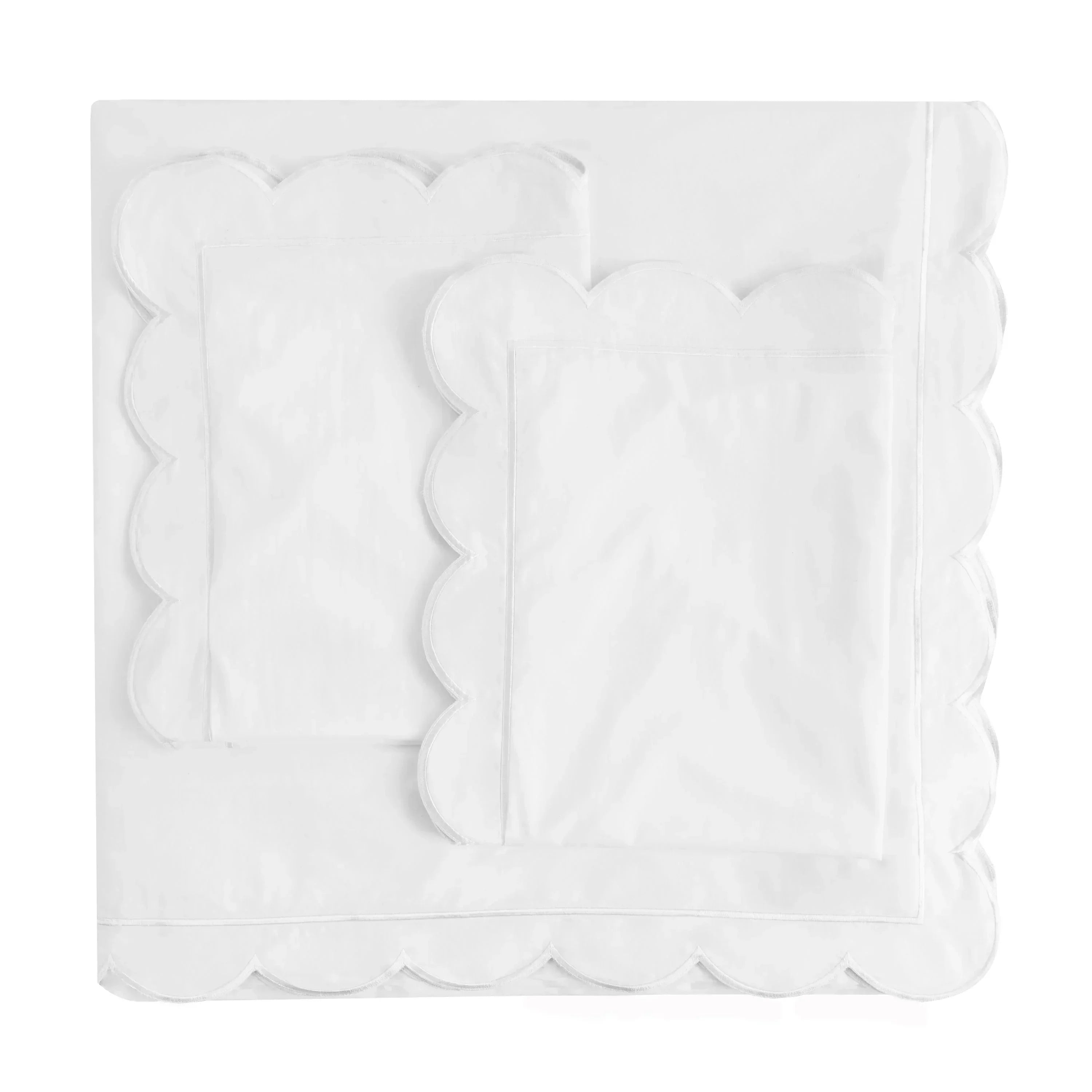 Scallop Frame Embroidered Cotton Percale Duvet Set Mélange Home