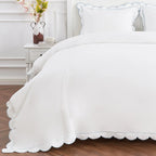 Scallop Frame Embroidered Cotton Percale Duvet Set Mélange Home