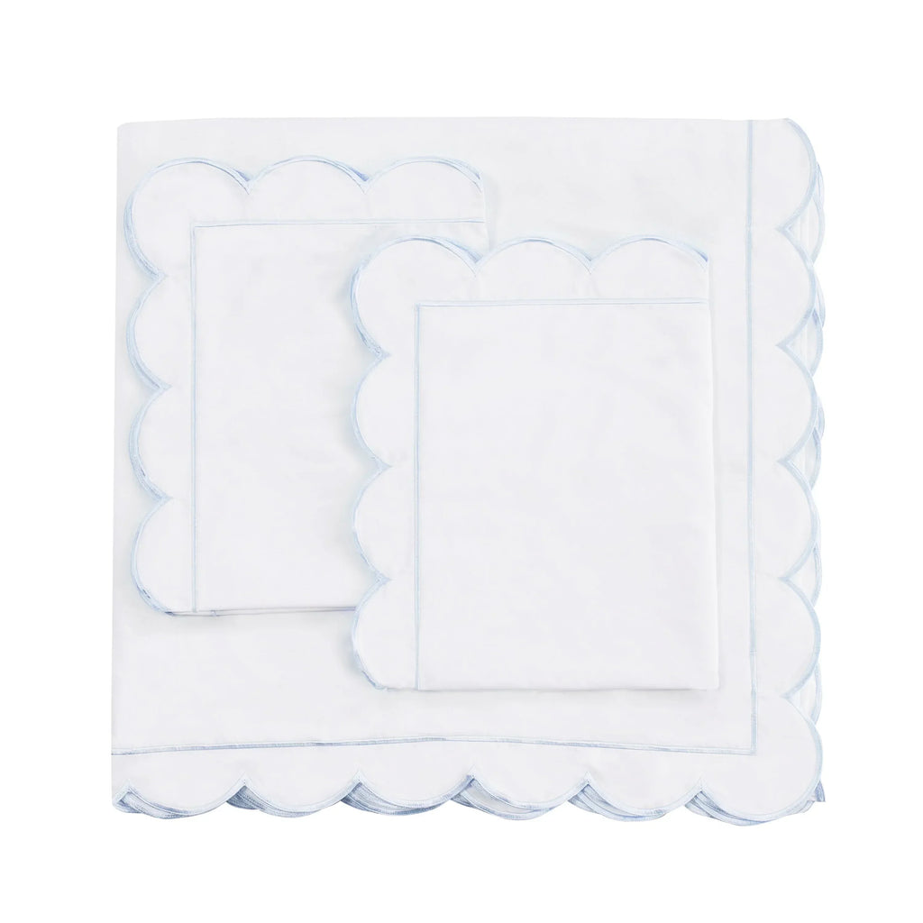 Scallop Frame Embroidered Cotton Percale Duvet Set Mélange Home