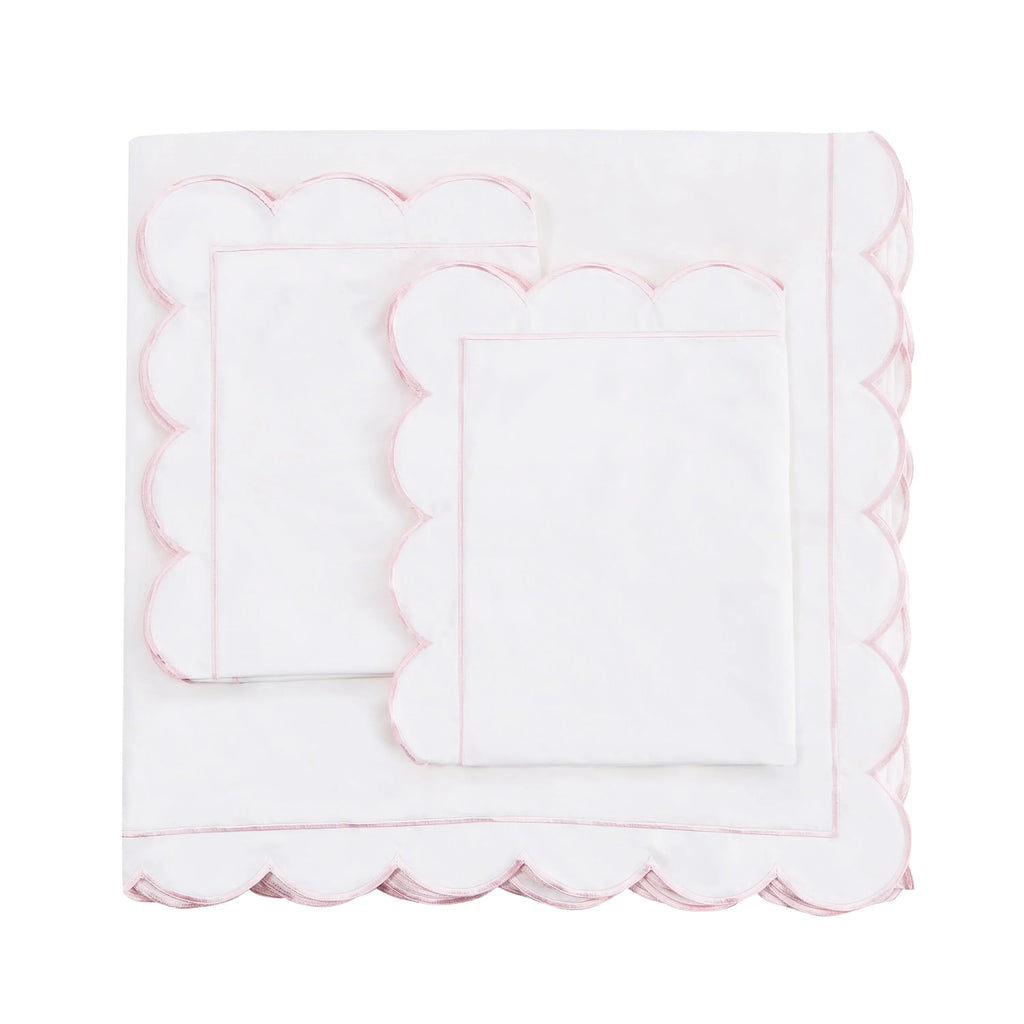 Scallop Frame Embroidered Cotton Percale Duvet Set Mélange Home