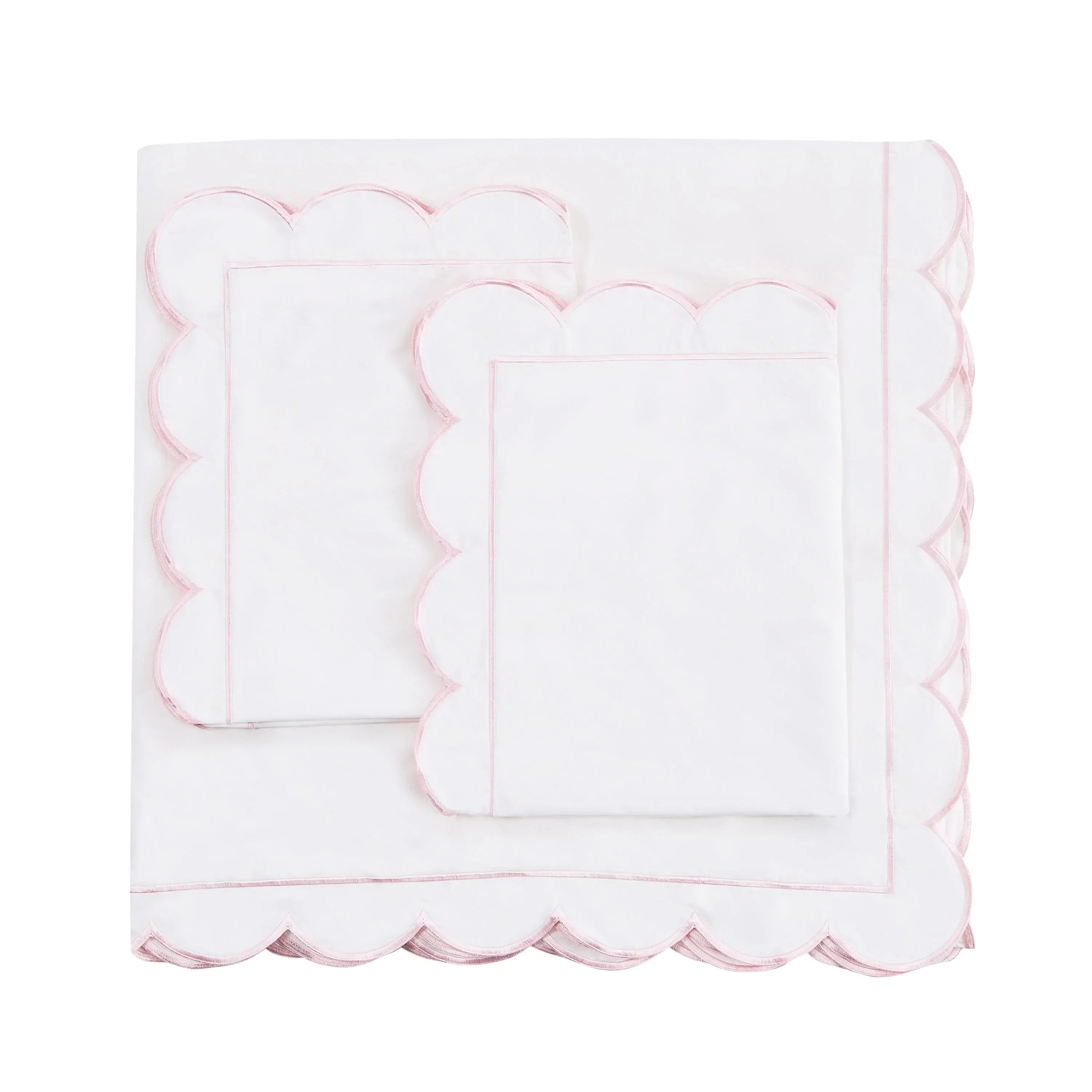 Scallop Frame Embroidered Cotton Percale Duvet Set Mélange Home