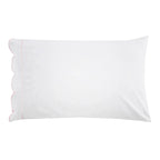 Scallop Frame Embroidered Cotton Percale Pillowcase Pair Mélange Home