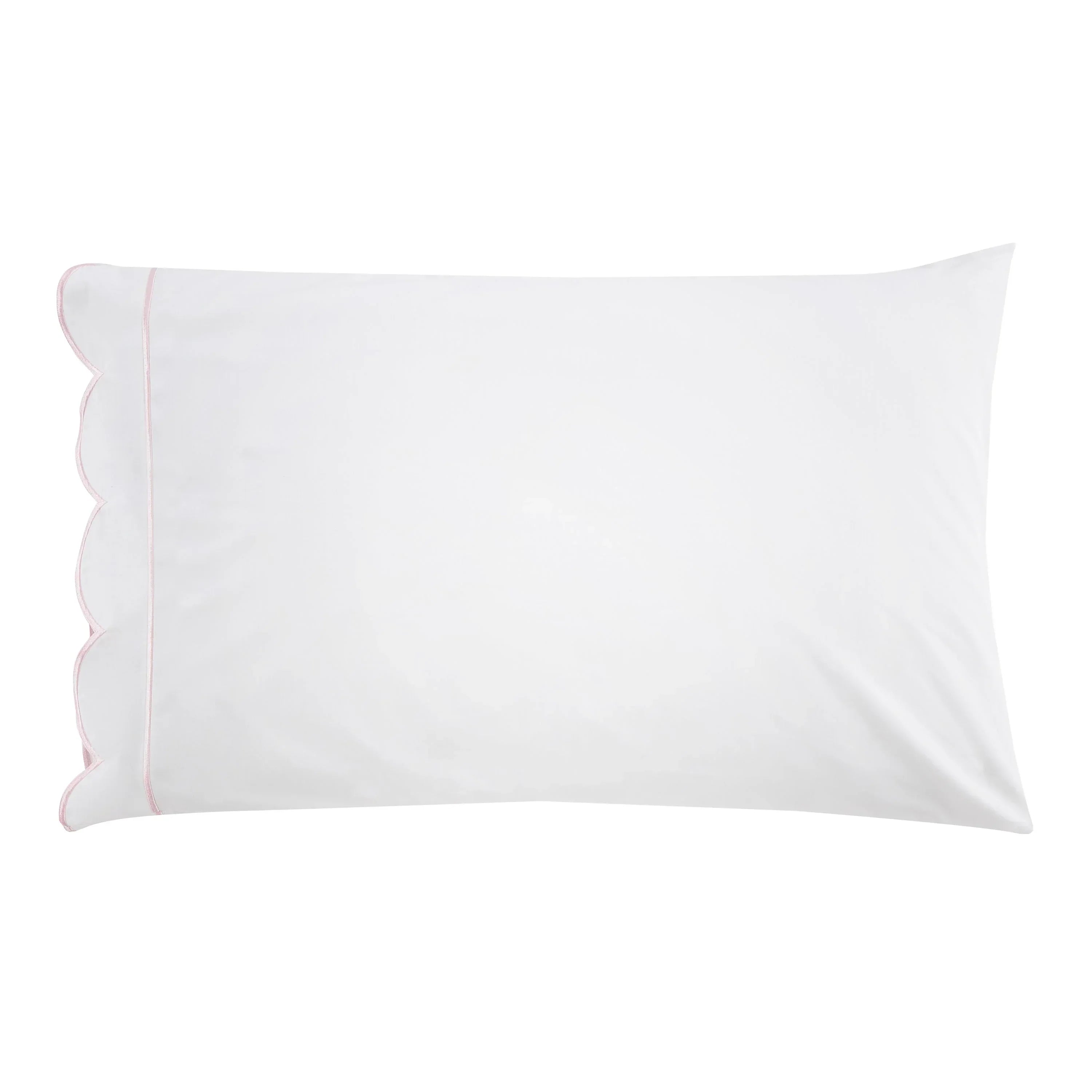 Scallop Frame Embroidered Cotton Percale Pillowcase Pair Mélange Home