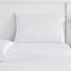 Scallop Frame Embroidered Cotton Percale Pillowcase Pair Mélange Home