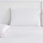 Scallop Frame Embroidered Cotton Percale Pillowcase Pair Mélange Home