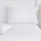 Scallop Frame Embroidered Cotton Percale Pillowcase Pair Mélange Home