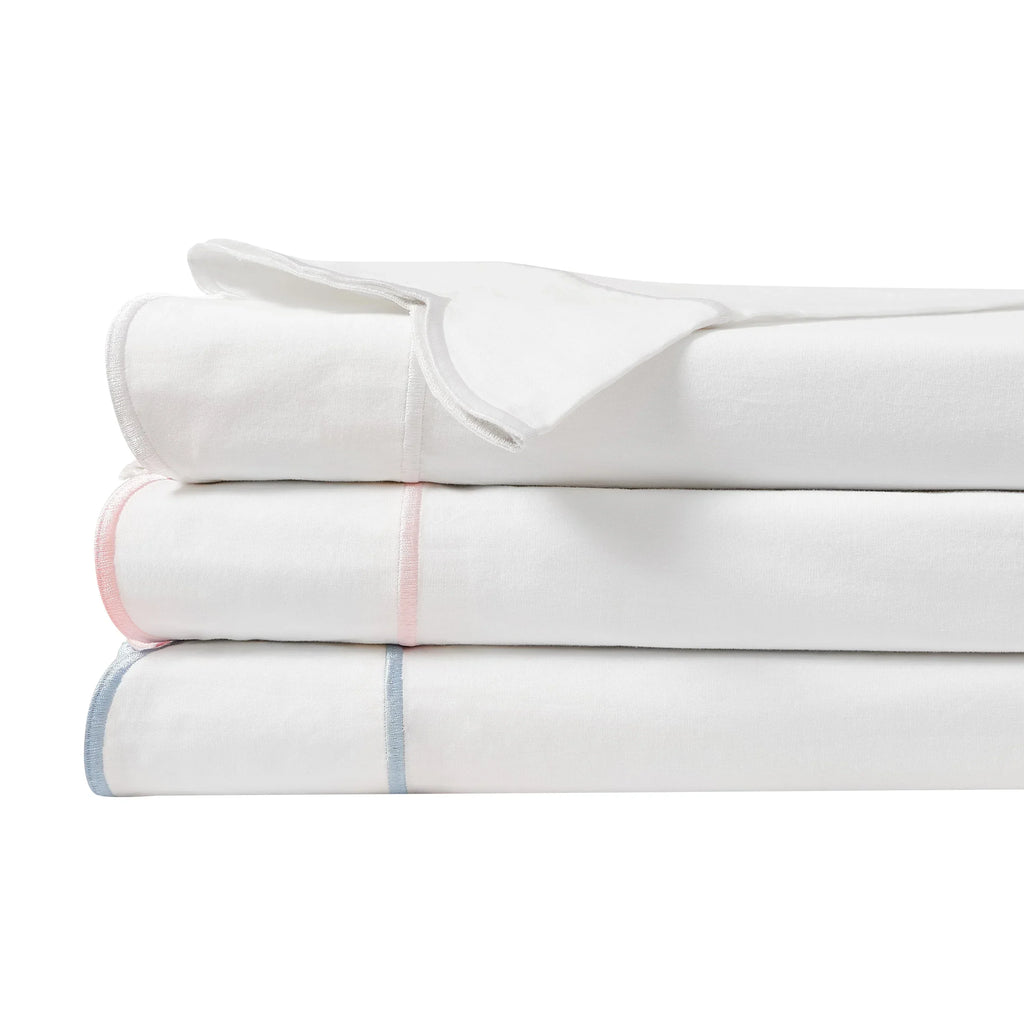 Scallop Frame Embroidered Cotton Percale Pillowcase Pair Mélange Home
