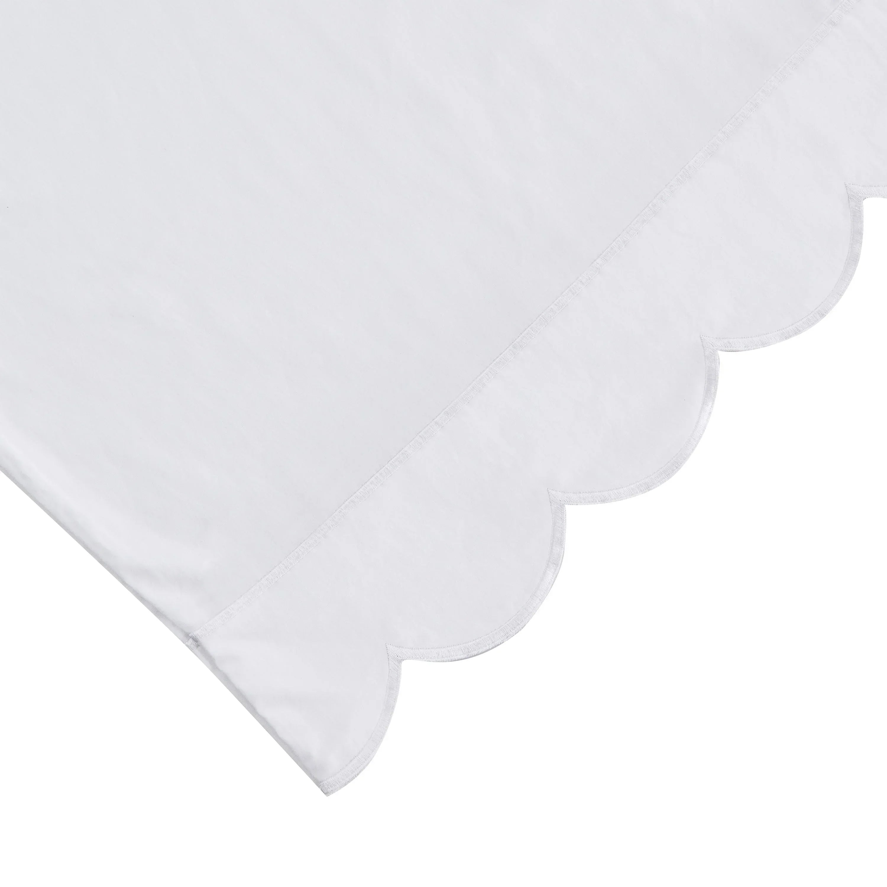 Scallop Frame Embroidered Cotton Percale Pillowcase Pair Mélange Home